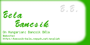 bela bancsik business card